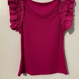 Fuchsia Ruffle Sleeve Blouse